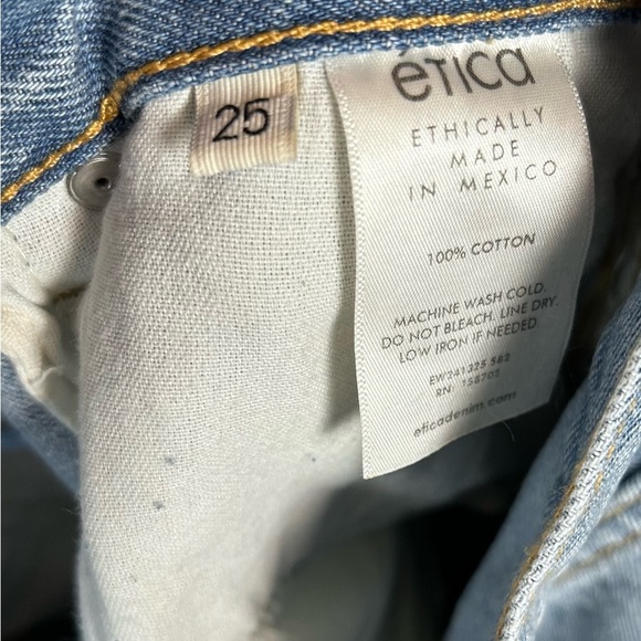 Etica Altin Loose Cropped High Rise Distressed Button Fly Jeans Size 25 NWT - Picture 2 of 6